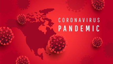 Kuzey Amerika haritası koronavirüs karantinası. Roman Coronavirus 2019-NCoV. Dünya gribi yayılıyor. Tehlikeli Çin Ncov Corona virüsü.