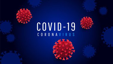 Coronavirus salgını perdeleri konsepti. Karanlık bir arka planda bir sürü 3D kırmızı virüs hücresi şekli var. Pandemik sağlık riski kavramı
