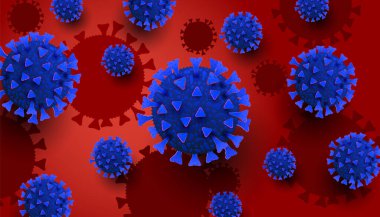 Coronavirüs salgını ve koronavirüs gribi geçmişi. COVID-19 hücreleri mikroskop altında.