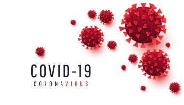 Yatay tasarım şablonu beyaz arka planda izole hücre hastalıkları ile viral arka plan. Coronavirus, covid19 konsepti