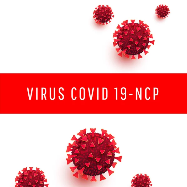 Covid Coronavirus Ausbruch Design Mit Virus Zelle Isoliert Auf Weißem — Stockvektor