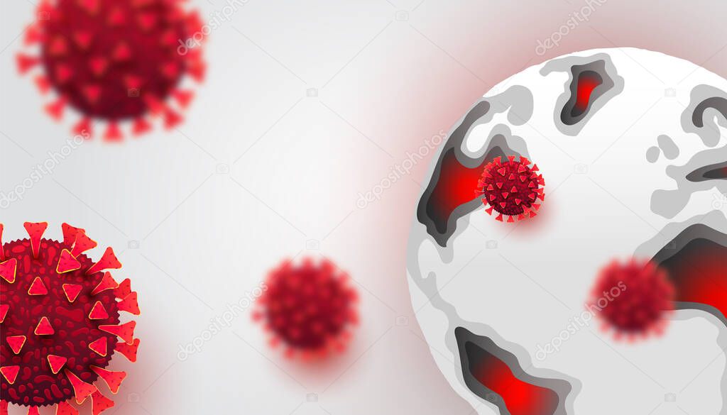 World globe infected with coronavirus epidemic cells isolated on white background. The Global Economic Impacts of COVID-19