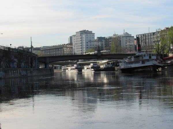 Vienna Austria River Boats — Stock Photo, Image