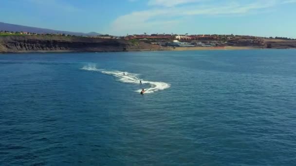 Ongelooflijk Uitzicht Vanuit Lucht Vanuit Lucht Vogelperspectief Van Jet Ski — Stockvideo