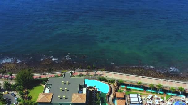 Drone View Helicopter View Resorts Seastore Bird View Seastore Waves — стокове відео