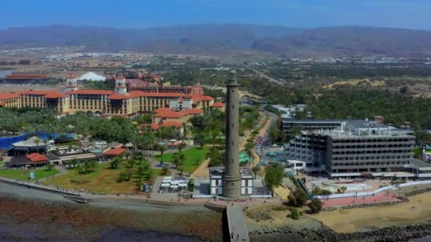 Voler Près Phare Belle Côte Pleine Stations Balnéaires Vue Tropicale — Video