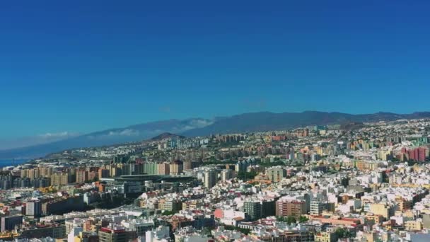 Breed Uitzicht Tenerife Griekenland Prachtige Bergen Zee Zonnig — Stockvideo