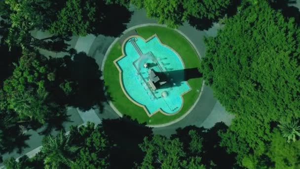 水泉环绕的花园池塘 旋转的景色 视频剪辑