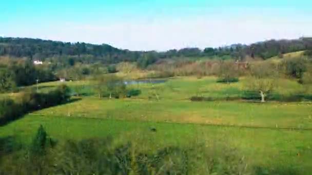 Stijgende Drone Prachtig Uitzicht Vanuit Lucht Het Platteland — Stockvideo