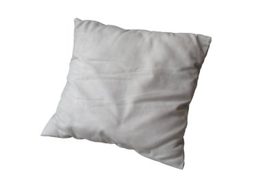 Kapalı eski beyaz yastık beyaz arka planda izole