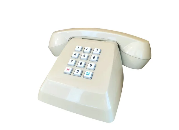 Närbild Vintage Telefon Isolerad Vit Bakgrund Med Kopia Utrymme — Stockfoto