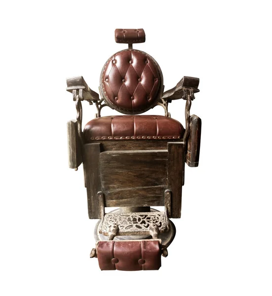 Cadeira Barbeiro Vintage Isolado Fundo Branco — Fotografia de Stock