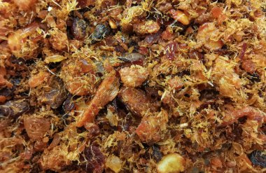 Yakın plan kırmızı biber sosu ve karışık bitki dokusu. Soyut arkaplan