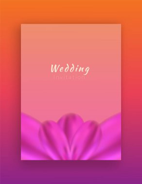 Minimalist Davetiye Kartı Tasarımı Pembe çiçek yaprağı süslemeleri.