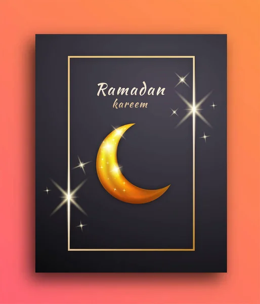 Ramazan Ayını Kutlamak Karşılamak Için Parlak Yıldızlı Ramazan Çerçevesi — Stok Vektör