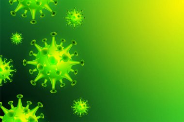 Covid 19 virüs tasarımı açık yeşil. Ölümcül bir virüs salgını ya da korona virüsü.