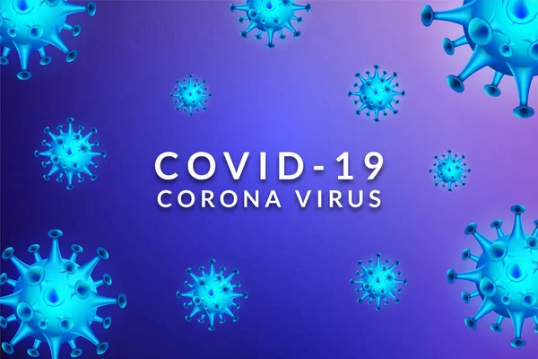 明るい青色でCovid 19ウイルスの設計 致命的なウイルスの発生またはしばしばコロナウイルスと呼ばれる — ストックベクタ