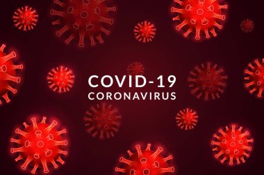 Covid-19 virüs salgını temalı arkaplan tasarımı. Corona virüs pankartı.