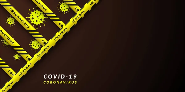 Vektor Design Der Gefahrenwarnung Für Coronaviren Gelben Und Schwarzen Streifen — Stockvektor