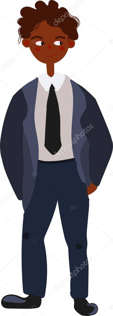   African American kid boy  in a suit and tie