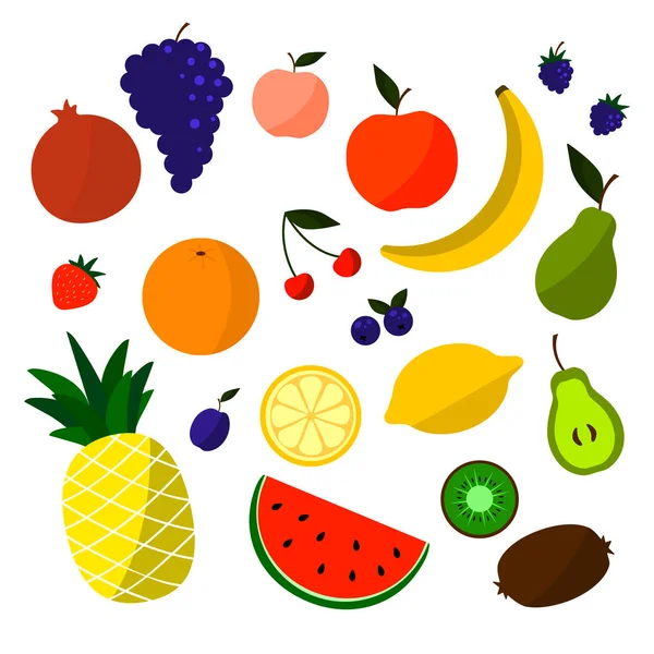 Set with hand drawn colorful doodle fruits — Stock Vector