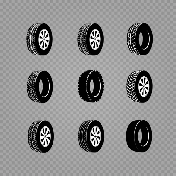 Conjunto de ícones de roda . — Vetor de Stock
