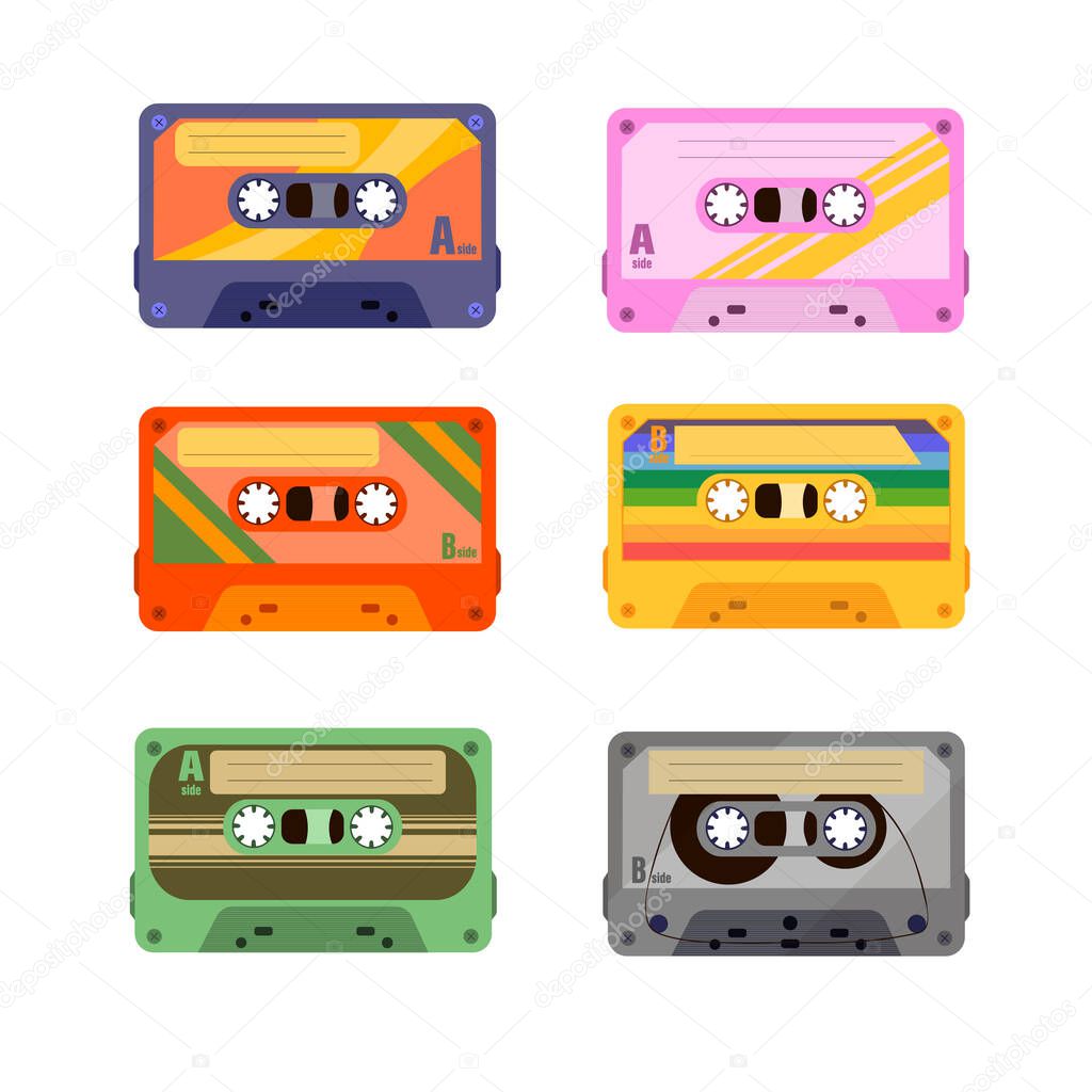 Vintage music cassettes. Vintage music.