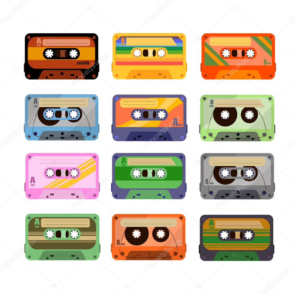 Vintage music cassettes. Vintage music.