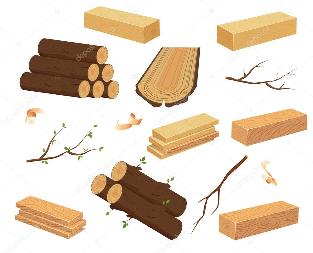 Timber wood set.