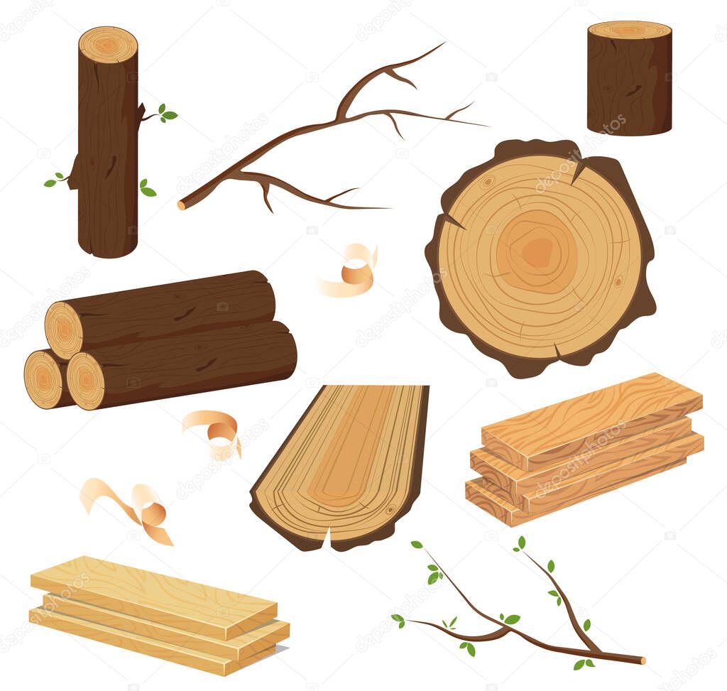 Timber wood set.