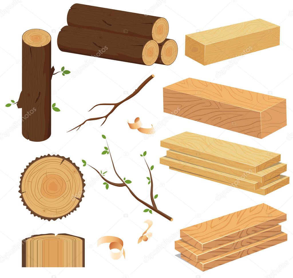 Timber wood set.