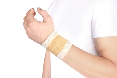Elastik bilek bandajı. Ortopedik tıbbi kondisyon bandajı. Elastik bilek sakatlama desteği. Spor Koruyucu Bileklik. Bilek Konumu Ortozu. Bilek ağrısı..