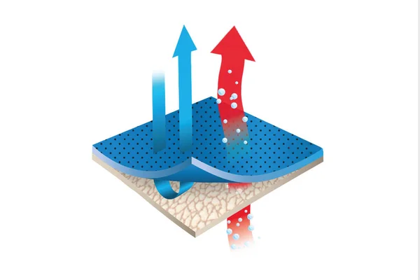 Водонепроникні Дихаючі Тканини Водонепроникна Зовнішня Тканина Малюнок Тканинних Шарів Структура — стокове фото