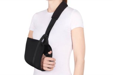 Shoulder Joint Brace. Bandage on the shoulder joint (scarf) with additional fixation. Deso's Handwrap. Supports & Immobilizers. Orthopedic medical Braces. Shoulder injury. clipart