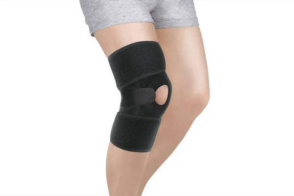 Knie Support Brace Been Geïsoleerd Witte Achtergrond Orthopedische Anatomische Orthose — Stockfoto