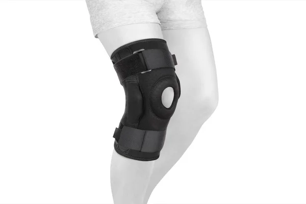Колено Поддерживающие Скобки Ноге Изолированы Белом Фоне Ортопедический Анатомический Ортез — стоковое фото