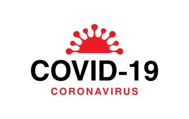 Beyaz arka planda Coronavirus Covid-19 konsept tipografi tasarım logosu. Kendini soyutlama. Ev karantinası. Web, baskı, afiş, el ilanı ve illüstrasyon için grafik vektörü. Koronavirüsü durdurun..