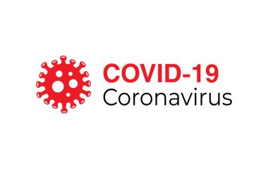 Beyaz arka planda Coronavirus Covid-19 konsept tipografi tasarım logosu. Kendini soyutlama. Ev karantinası. Web, baskı, afiş, el ilanı ve illüstrasyon için grafik vektörü. Koronavirüsü durdurun..