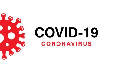 Beyaz arka planda Coronavirus Covid-19 konsept tipografi tasarım logosu. Kendini soyutlama. Ev karantinası. Web, baskı, afiş, el ilanı ve illüstrasyon için grafik vektörü. Koronavirüsü durdurun..