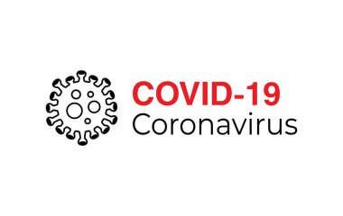 Beyaz arka planda Coronavirus Covid-19 konsept tipografi tasarım logosu. Kendini soyutlama. Ev karantinası. Web, baskı, afiş, el ilanı ve illüstrasyon için grafik vektörü. Koronavirüsü durdurun..