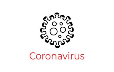 Beyaz arka planda Coronavirus Covid-19 konsept tipografi tasarım logosu. Kendini soyutlama. Ev karantinası. Web, baskı, afiş, el ilanı ve illüstrasyon için grafik vektörü. Koronavirüsü durdurun..