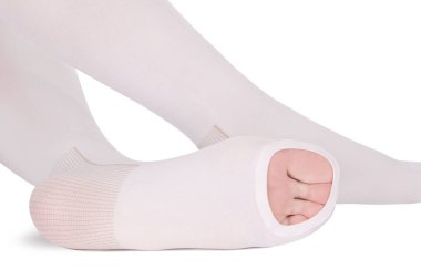 Anti-embolik çoraplar. Sıkıştırma çoraphanesi. Varisli damar ve venouse tedavisi için tıbbi çoraplar, çoraplar, çoraplar, baldırlar ve kollar. Klinik örgüler. Beyaz arkaplanda izole edilmiş spor çorapları
