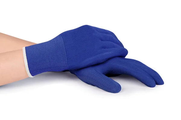 Перчатки Компрессионных Чулок Латексные Медицинские Резиновые Перчатки Ткань Вязаные Голубые — стоковое фото