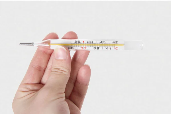 바탕에 체온을 측정하기 전형적 의학용 수은주 온도계 — 스톡 사진