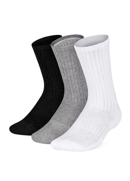 Set Short Socks White Grey Black Isolated White Background Three — Stock Photo, Image