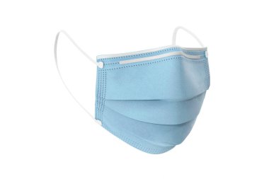 Kulaklıklı mavi tıbbi kullan-at nefes filtresi yüz maskesi. Covid-19 - Wuhan Roman Coronavirus pnömoni COVID-19. Cerrahi koruyucu antiviral maske. Tıbbi solunum bandajı yüzü.