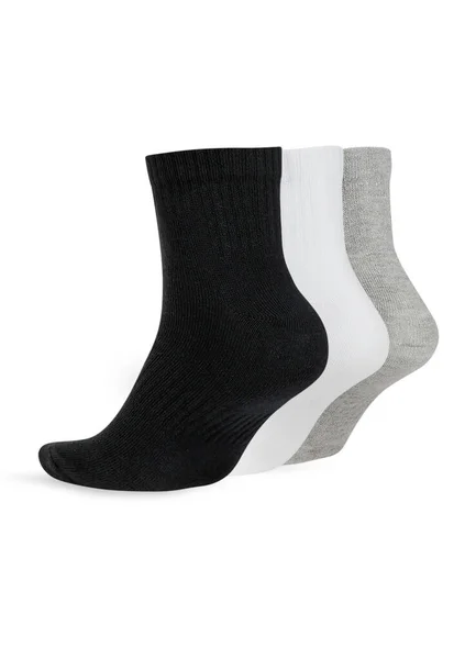 Set Short Socks White Grey Black Isolated White Background Three — Stock Photo, Image