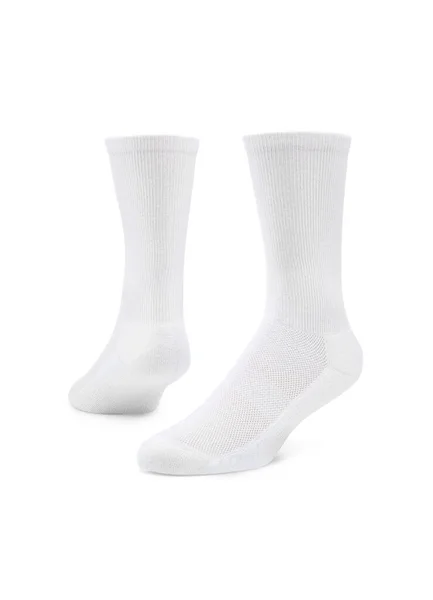 空白白袜设计造型 裁剪路径 双运动队队员穿的棉袜都是假的 长而清晰的软布站在演示台上 男子篮球 网球便衣模板 — 图库照片