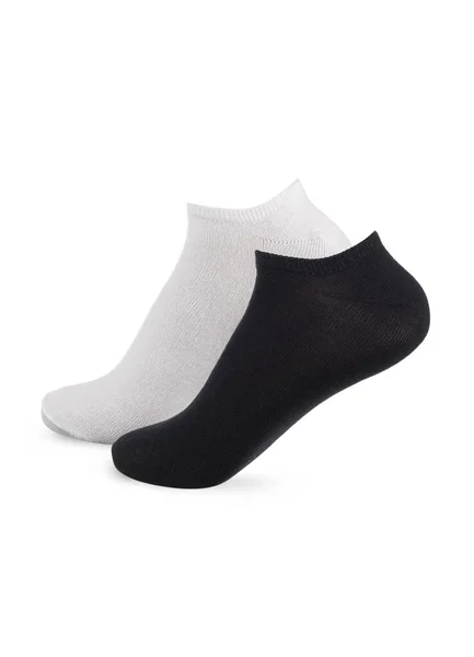 Ensemble Chaussettes Couleur Blanche Noire Isolé Sur Fond Blanc Une — Photo