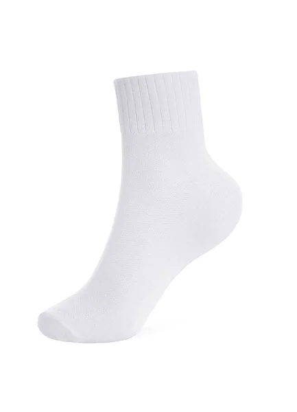 空白白袜设计造型 裁剪路径 双运动队队员穿的棉袜都是假的 长而清晰的软布站在演示台上 男子篮球 网球便衣模板 — 图库照片